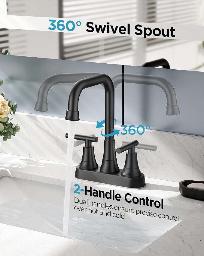 FORIOUS RV Bathroom Sink Faucet 2 or 3 Hole Matte Black, 4 Inch Cenerset - Image 4