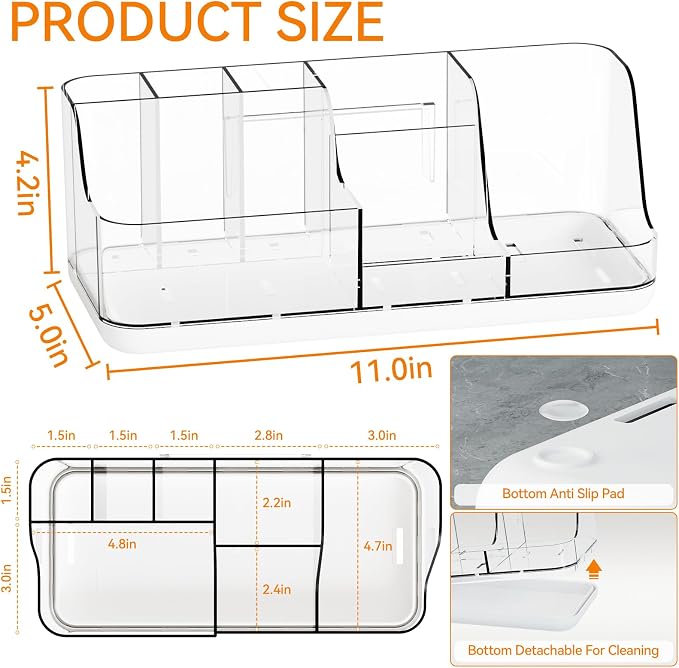 Yieach Mens Bathroom Organizer Countertop, Bathroom Sink Caddy Countertop - Image 2