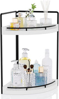 Corner Bathroom Counter Organizer, 2 Tier Wood Vanity Storage, Waterproof by CeleVista