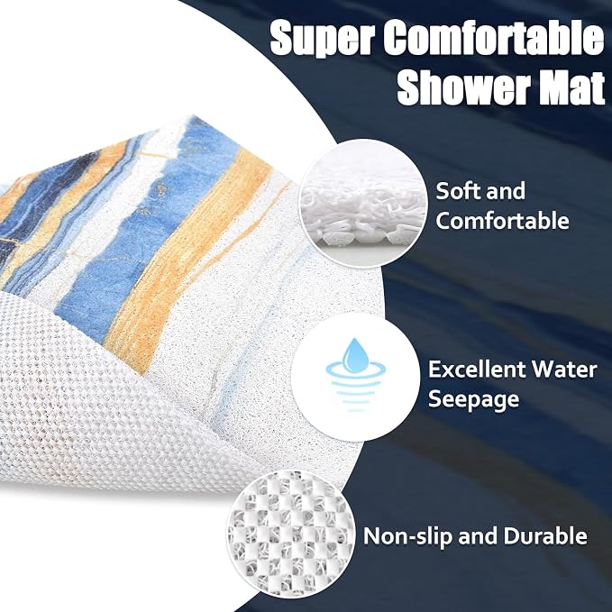 Shower Mat Non Slip: 16x24 Inch Soft and Comfortable PVC Loofah Shower Mats - Image 6