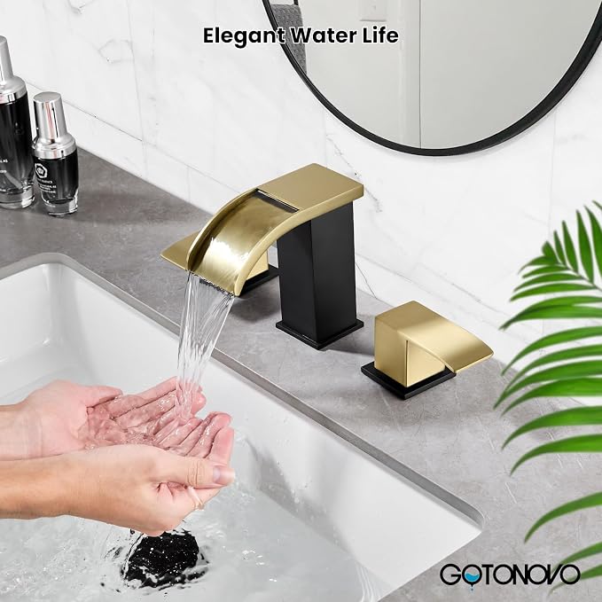 gotonovo Waterfall 8 inch Widespread Bathroom Faucet Set Bathroom Sink Faucet 3 - Image 3