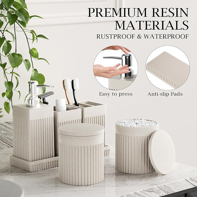 6-Piece Beige Bathroom Set - Image 4