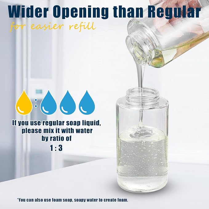 Doiliese Glass Foaming Hand Soap Dispenser, 10 oz Easy Refill Glass Soap - Image 5