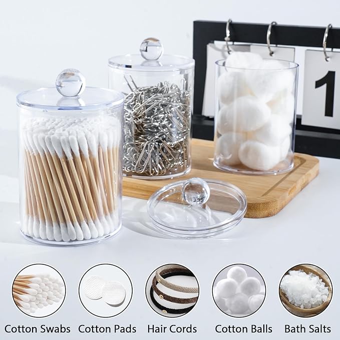 6 Pack Qtip Holder, Canister Apothecary Jar Set, Bathroom Jars - Image 4