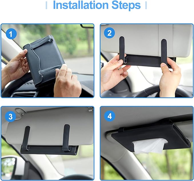 Car Tissue Holder, Upgraded Version Hanging Tissue Holder in Car, Premium PU - Image 5