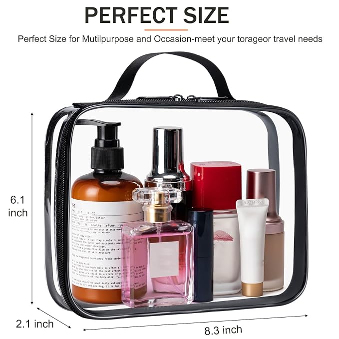 MODENGKONGJIAN TSA Approved Clear Toiletry Bag, 2 Pack Clear Quart Size Travel - Image 2
