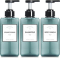 Soap Dispenser Bathroom, YACEYACE 16.9oz Set of 3 Clear Blue Shampoo Bottles by YACEYACE