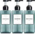 25oz Set of 3 Clear Blue Refillable Pump Bottles, Shampoo & Soap Dispenser by YACEYACE