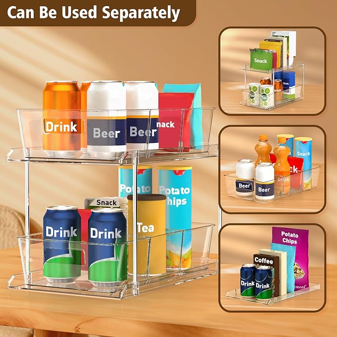 Pull-Out Home Organizers, 2 Tier Clear Bathroom Organizer - Image 4