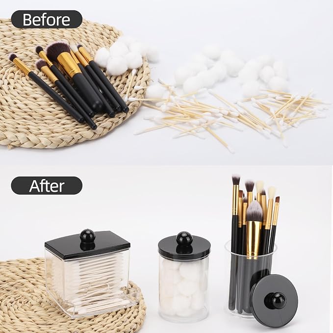 Tbestmax 10oz Cotton Ball Holder Qtips Dispenser, Bathroom Container Organizer - Image 4