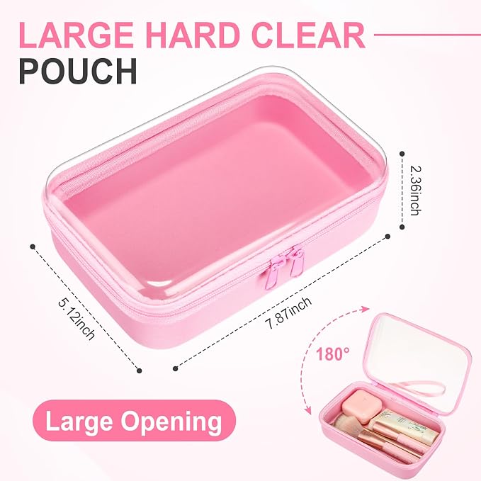 4 Pcs Hard Clear Zipper Case Hard Shell Plastic Pencil Case Large Transparent - Image 2