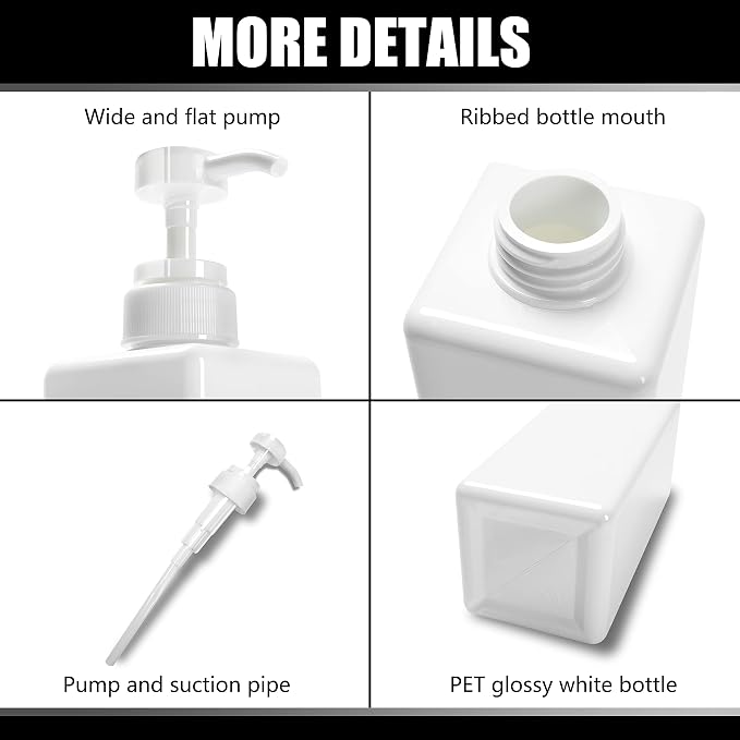 Shower Dispenser Set, 3 White Refillable Bottles, 22oz Large, Conditioner - Image 4