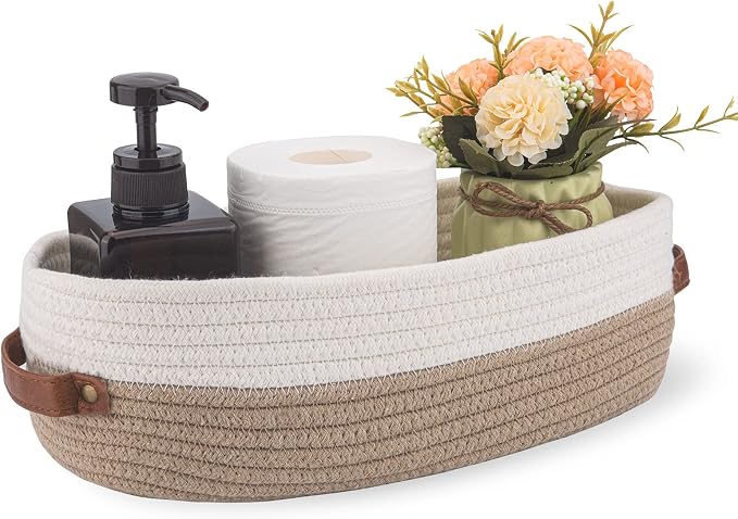 2 Pack Cotton Rope Bathroom Decor Basket, Toilet Paper Holder Basket, Farmhouse - Image 2