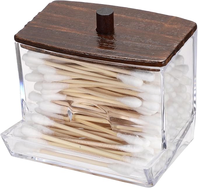 Hipiwe Clear Acrylic Qtip Holder Apothecary Jar - Image 9