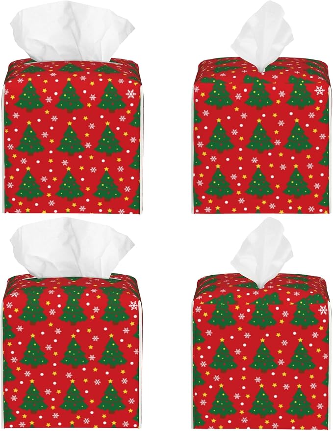 Christmas Tree and Snowflakes Tissue Box Cover Square - Image 2