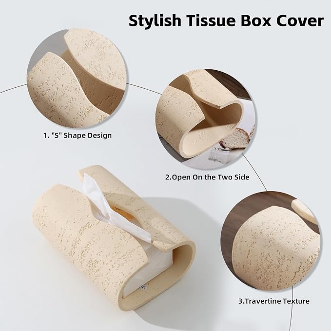 Tissue Box Cover Rectangle, Resin Facial Tissue Holder Covers Toilet Paper - Image 2