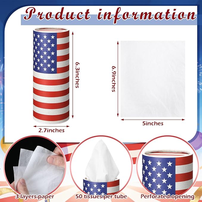 12 Pack 4th of July Flag Tissue Boxes - Image 3