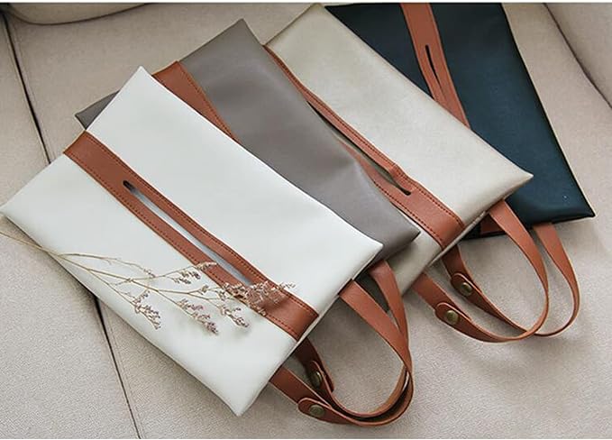Tissues Box PU Leather Facial Paper Storage Case Rectangular Organizer Holder - Image 5