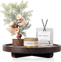 Round Decorative Tray Wood Bathroom Counter Organizer Farmhouse Kitchen Decor by zoocatia