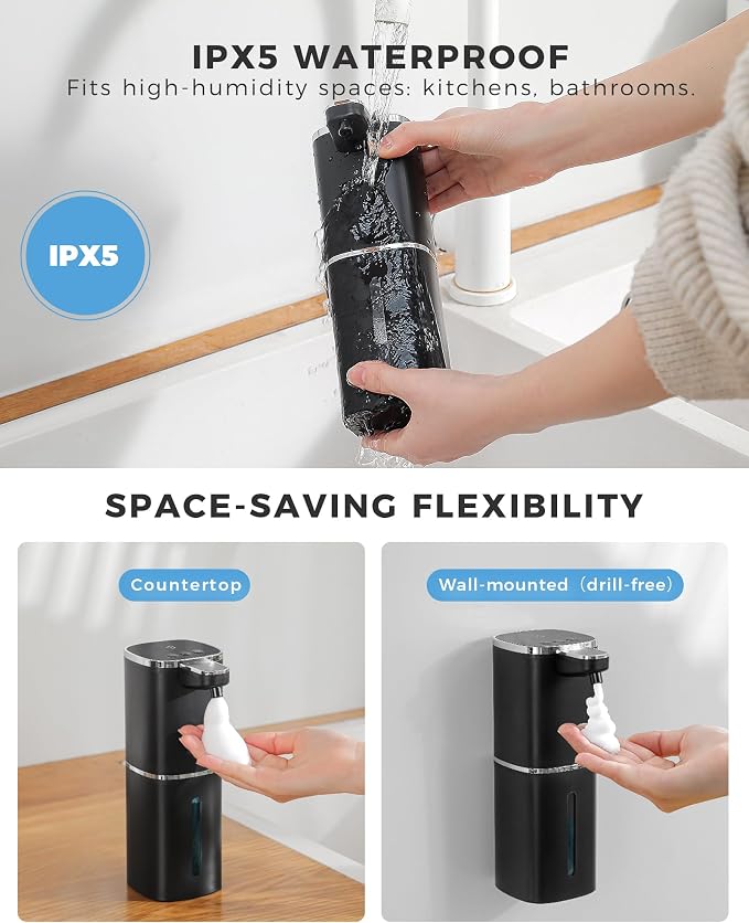 2 Pack Automatic Foaming Soap Dispenser, 13.5oz/400mL, USB Rechargeable - Image 4