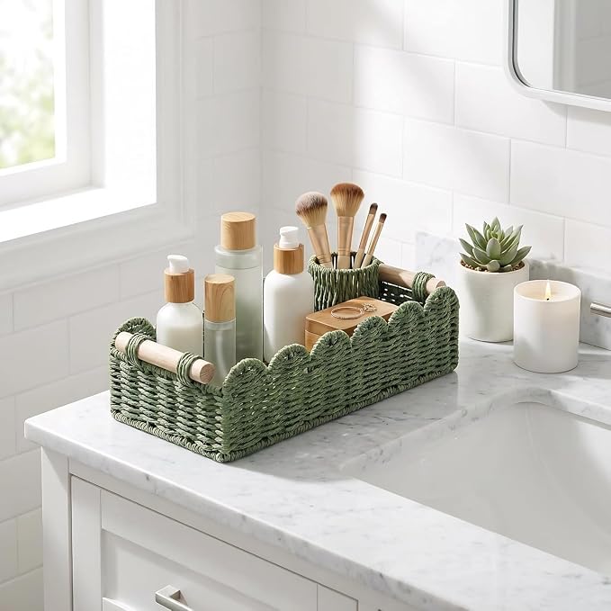CubesLand Bathroom Basket Organizer, Toilet Tank Paper Storage Baskets 2-Pack - Image 3