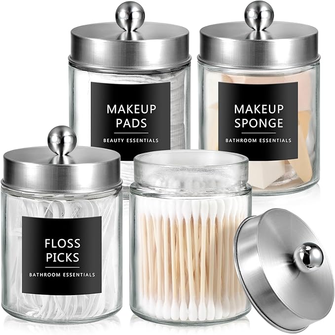 SheeChung 4-Pack Glass Qtip Holder Dispenser by SheeChung