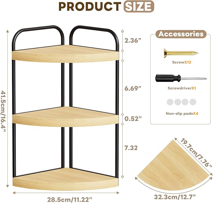 Abiglifty Corner Bathroom Counter Organizer, No Drill 3-Tier Corner Shelf - Image 3