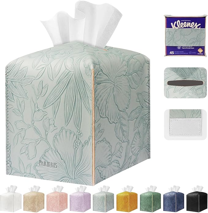Tissue Box Holder Cover Square Tissue Cube Cover PU Leather Tissue Organizer by DecorateYourHome