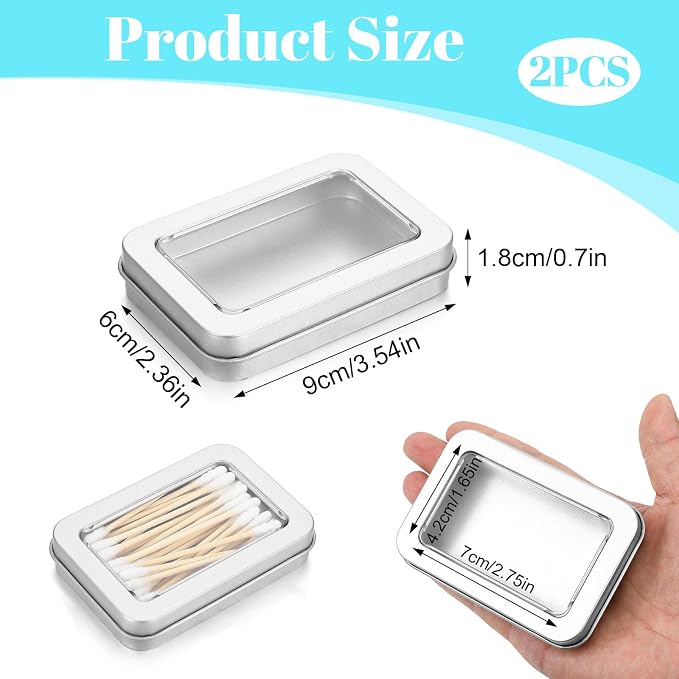 2 Pack Cotton Swab Holder for Travel Portable Metal Floss Pick Case - Image 4