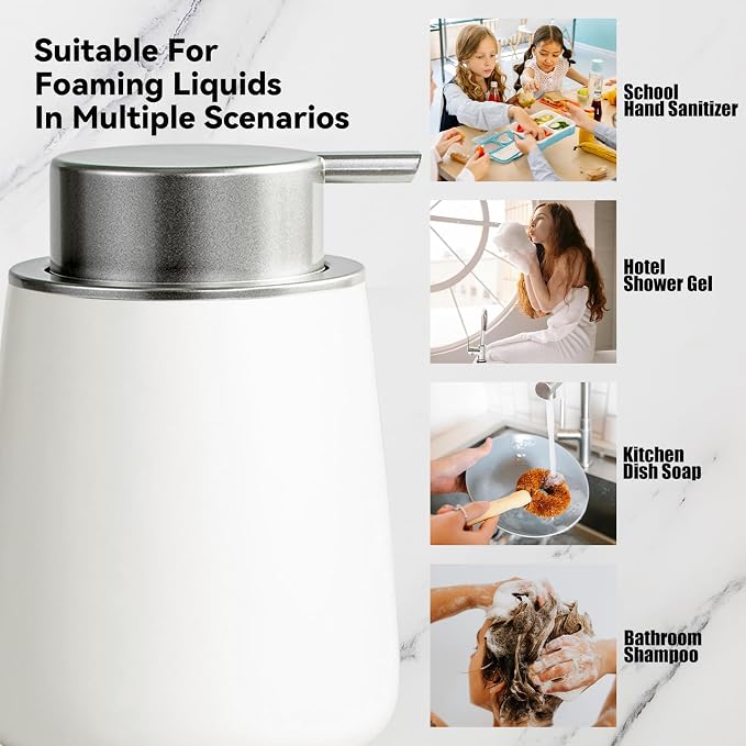 Foaming Soap Dispenser - 12 Oz White Ceramic Foam Hand Soap Dispenser - Image 4