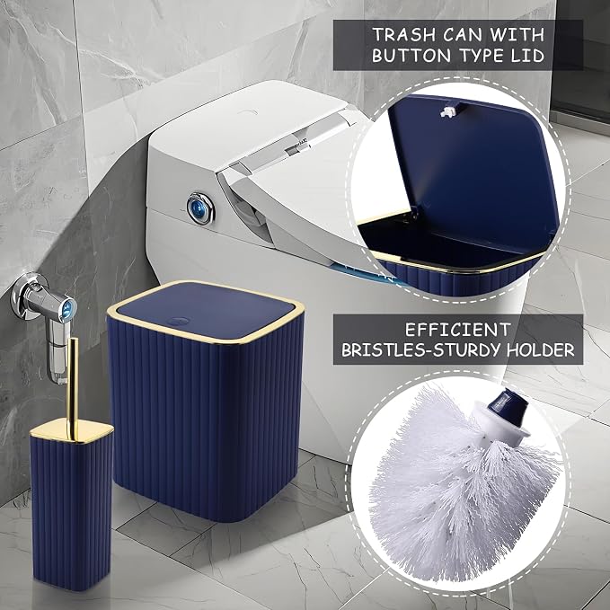 Bathroom Set with Shower Curtain and Rugs- 25PC Blue Bathroom Accessory Set - Image 9