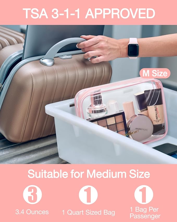 BAGSMART Clear Toiletry Bag, TSA Approved Travel Toiletry Bag Carry On Travel - Image 3