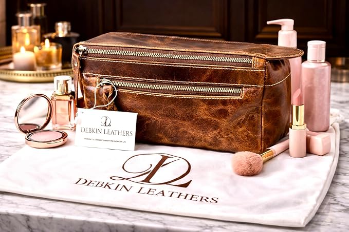 DEBKIN FOCUS Premium Top Grain Buffalo Leather Toiletry Bag - Image 3