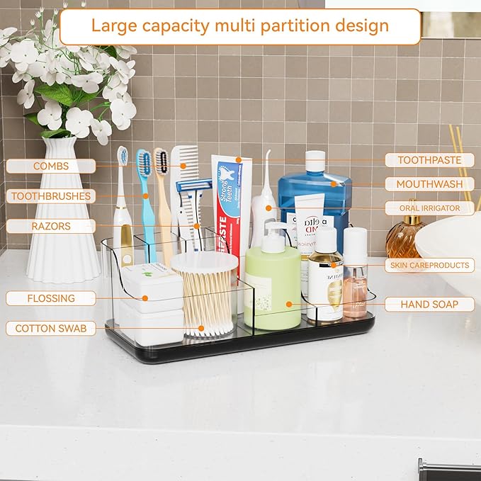 Yieach Mens Bathroom Organizer and Storage, Large 7 Slot Vanity Bathroom - Image 5
