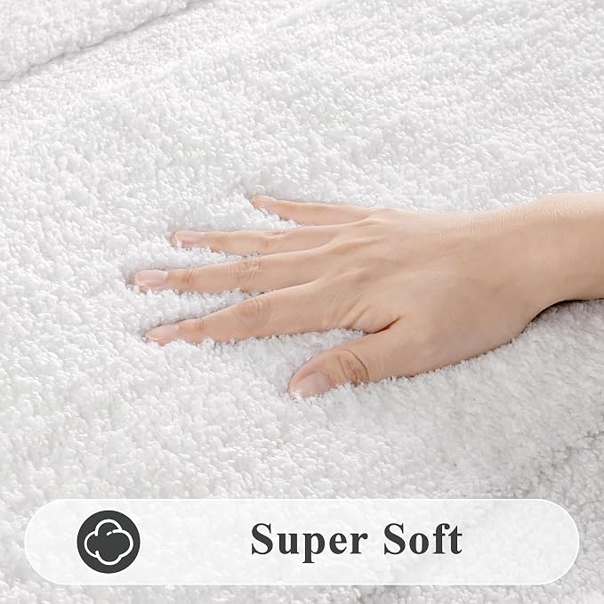 SHACOS Soft Fluffy White Bath Rugs Mats Set of 2 Pieces 16x24 + 20x32 inch - Image 4