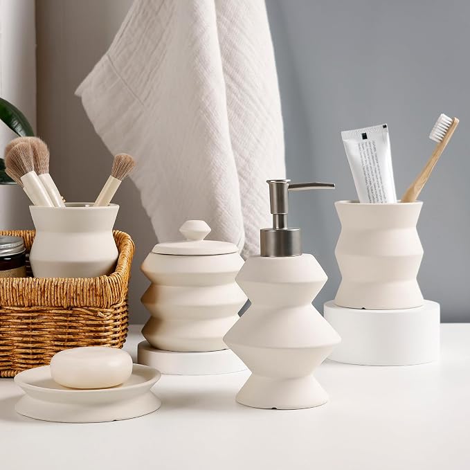 Bathroom Accessory Set 5PCS, Unique Design Small Bathroom Accessories Sets - Image 4