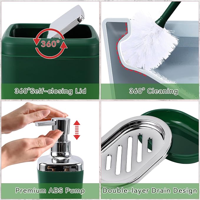 Dark Green Bathroom Accessories Set - Image 6