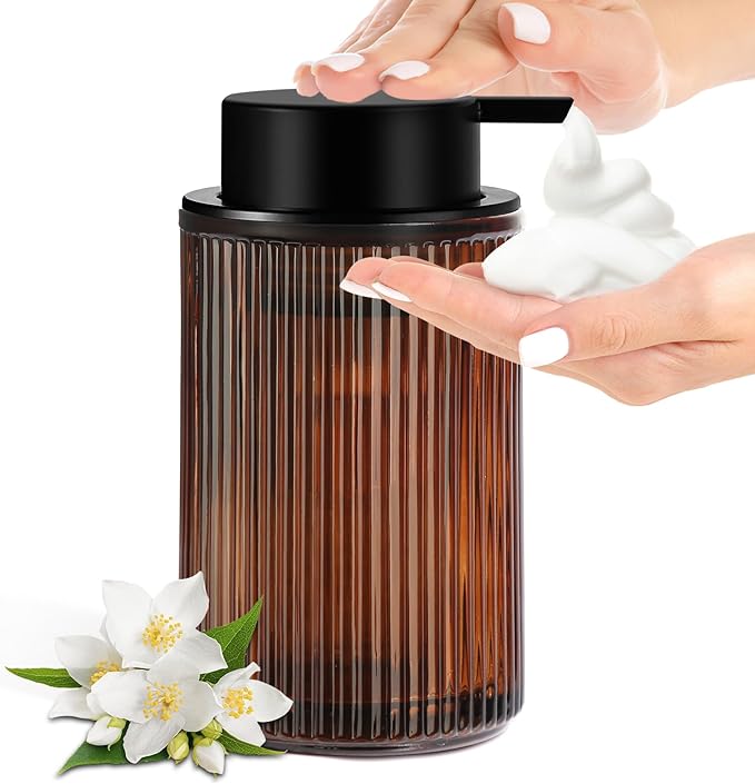 Foaming Soap Dispenser, Amber Glass Foam Hand Soap Dispenser by ALPIRIRAL