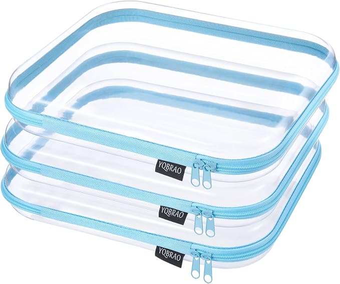 YQBRA 3 Pack Clear Hard Shell Zipper Case, See-Through Hard Plastic Organizer by Unknown