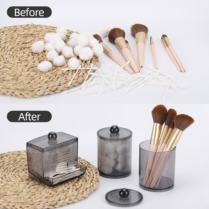 Tbestmax 3 Pack Qtips Dispenser Bathroom Container, 10/12 oz Big Cotton Ball - Image 4