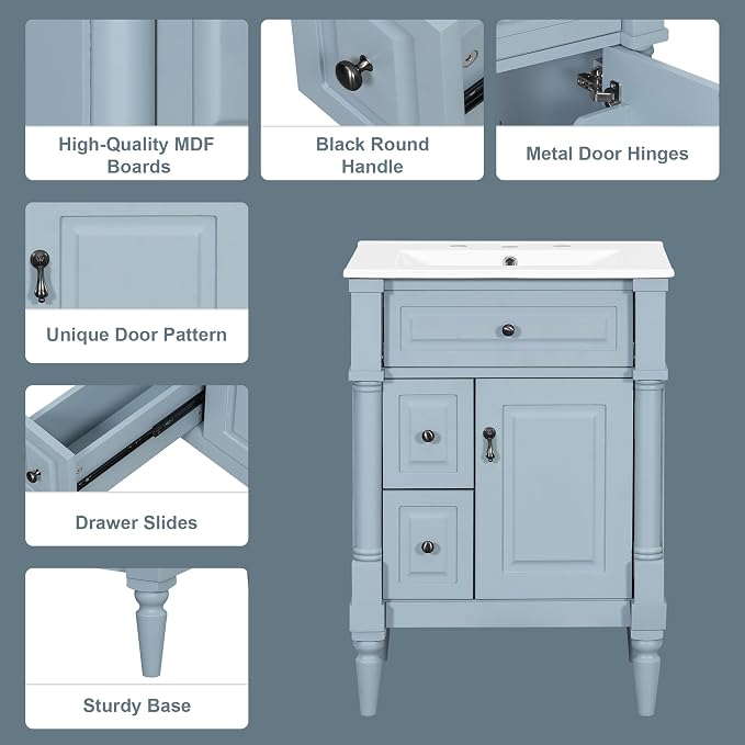 Harper & Bright Designs 24" Bathroom Vanity - Image 8