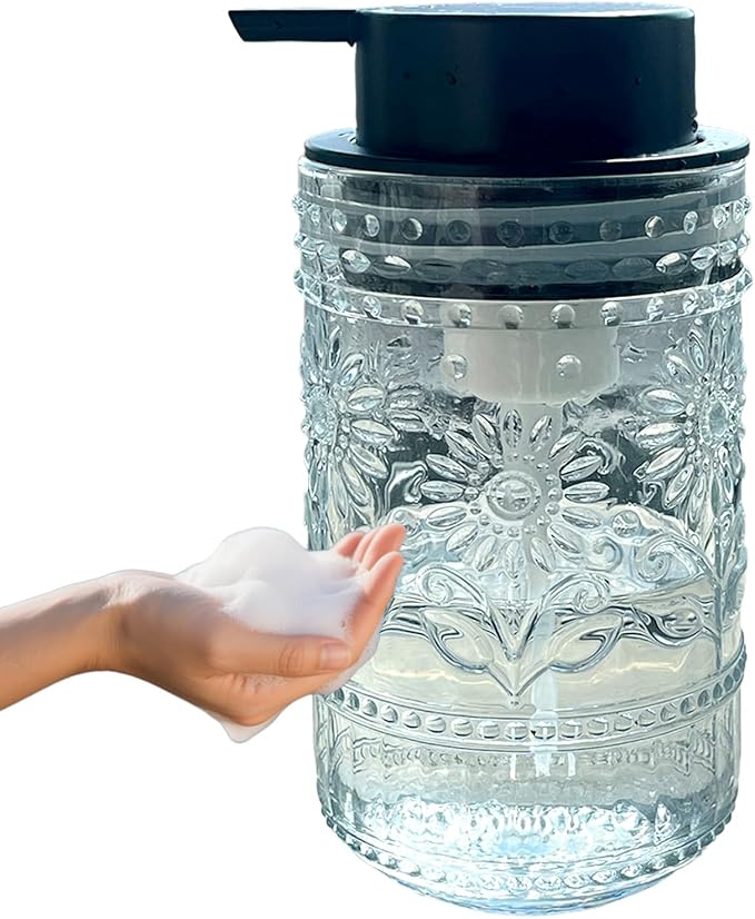 Foaming Hand Soap Dispenser, Vintage Glass Soap and Lotion Dispenser by Birugen