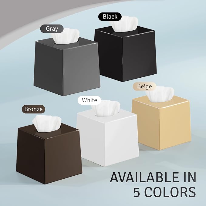 2 Pack White Tissue Box Cover – Square Tissue Box Holder - Image 4