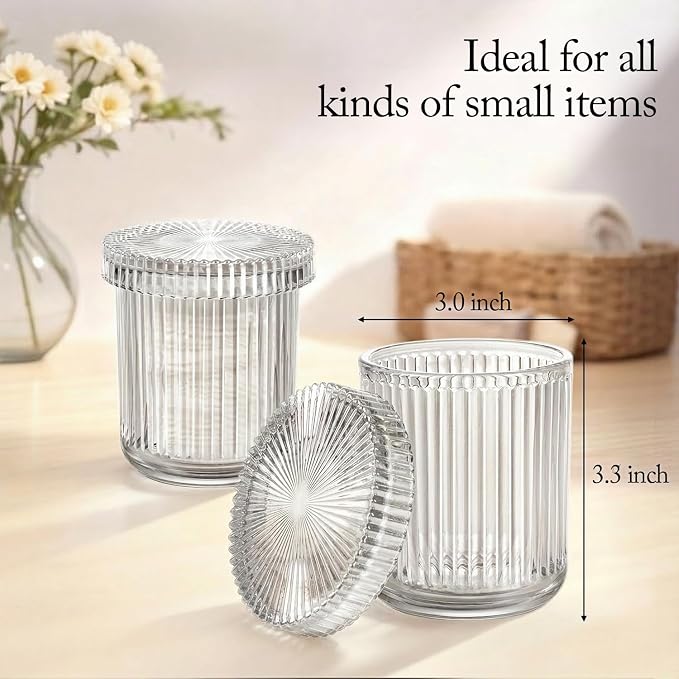 SheeChung 4-Pack Ribbed Glass Apothecary Jars - Image 4