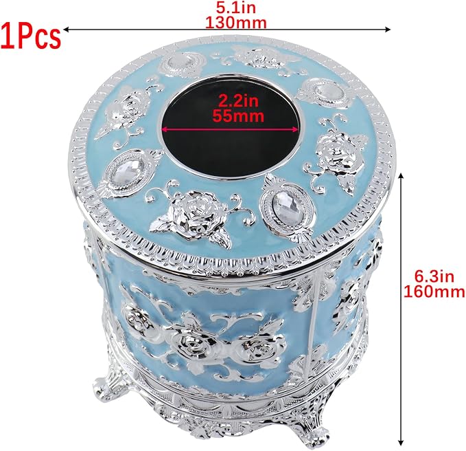 Geesatis Tissue Box Cover, Cylindrical Tissue Box Holder, Napkin Facial Tissues - Image 2