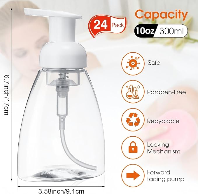 Eboot 24 Pcs 10 oz Foaming Soap Dispenser Foaming Pump Bottle Travel Hand Soap - Image 2