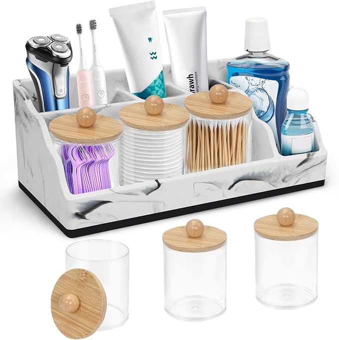 Marble Toothbrush Holder for Bathroom Organizer Countertop, Toothbrush Organizer by MSBRCH