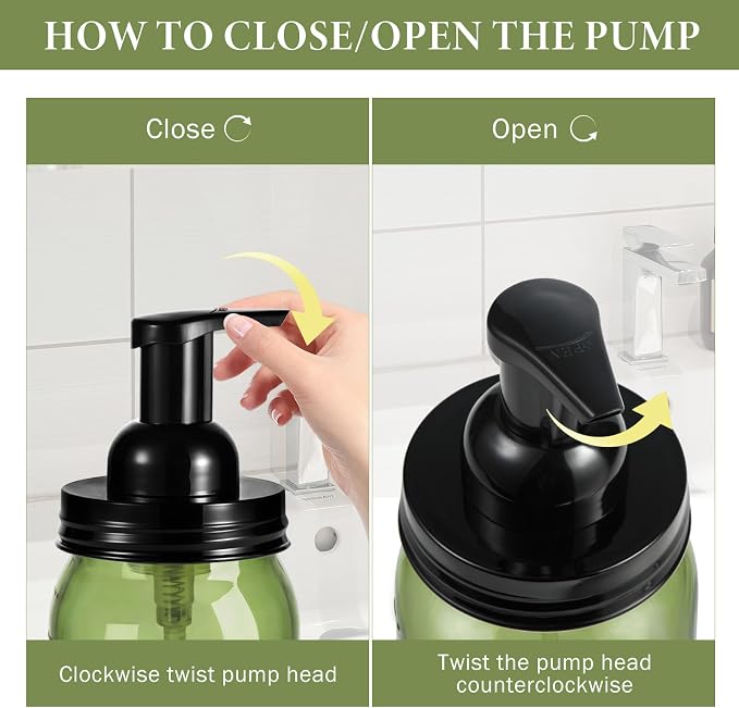 Amolliar Plastic Mason Jar Foaming Soap Dispenser Pump Lid, 16oz Foam Soap - Image 7