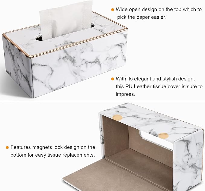 Tissue Box Cover Rectangular, PU Leather Tissue Box Holder - Image 5