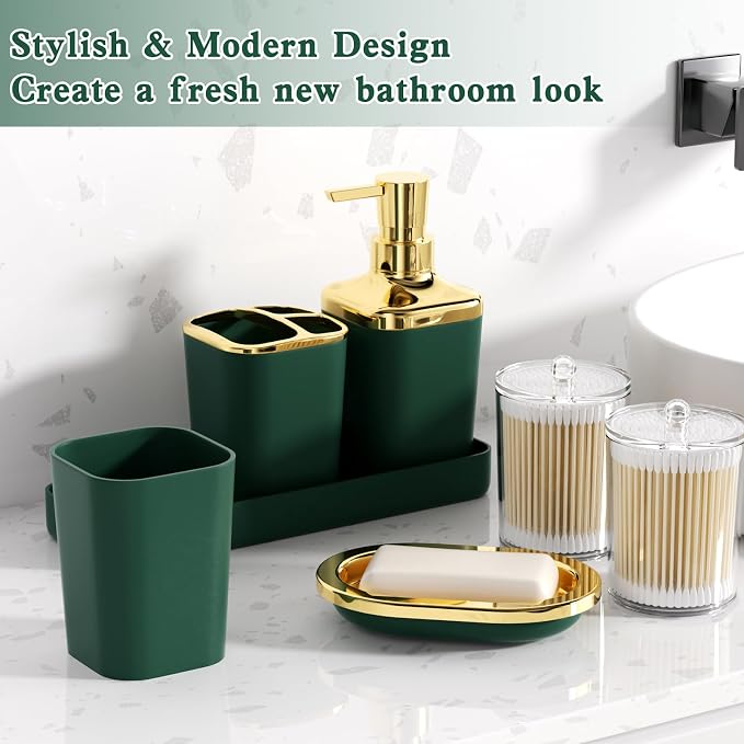 Bathroom Accessories Set, Dark Green Bathroom Accessory Set - Image 4